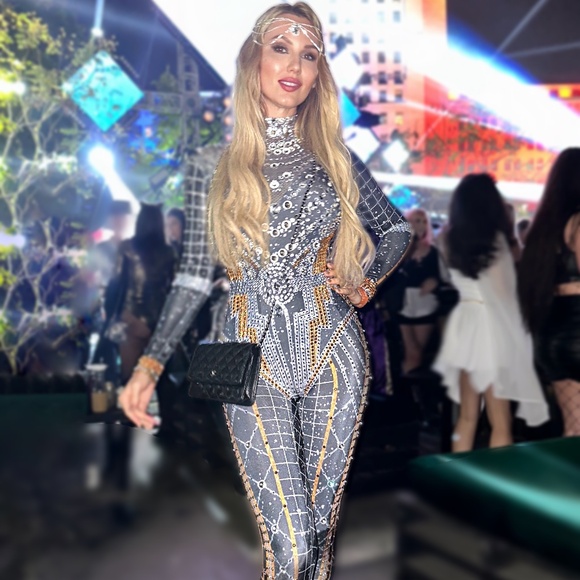 DOMINIQUE LUXURY RHINESTONE JUMPSUIT size M - Picture 9 of 9